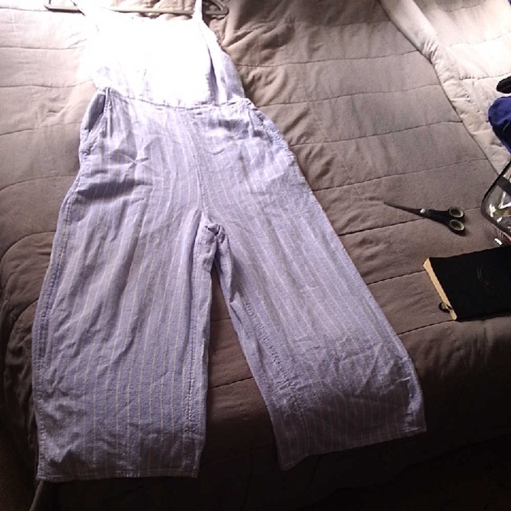 Old Navy Light Blue Striped Jumpsuit